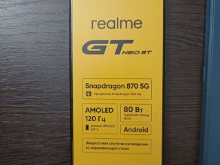 Realme GT Neo 3T 8/128 80w зарядка, 120гц экран, snapdragon 870