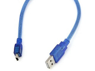 Кабель USB2.0 AM/mini USB (5pin); 0.3m; Blue