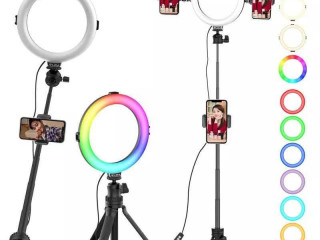 Лучшие цены + Лучшее качество Кольцевая лампа 26см RGB +штатив 210см