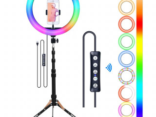 Лучшие цены + Лучшее качество Кольцевая лампа 26см RGB +штатив 210см