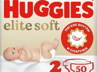 Памперсы Huggies Elite Soft (2 размер, 4-6 кг, 50 штук) - 900